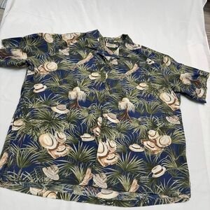Newt Honolulu Vintage Tropical Navy Blue Casual Button Down Shirt